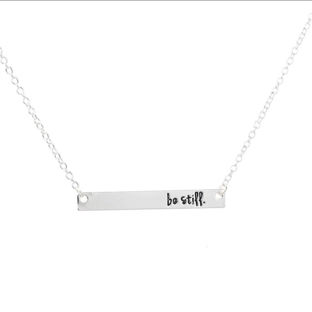 ‘Be Still’ Silver Plated Bar Necklace